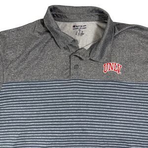 Champion UNLV Rebels Polo Shirt Gray Striped Performance Men’s 2XL